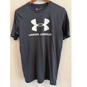 Under Armour dark gray short sleeve logo t-shirt in size Small (tagged CH/P/SM,